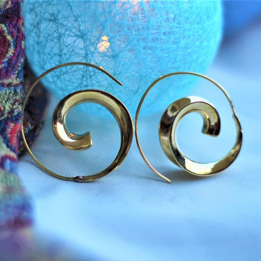 Brass Spiral Earring